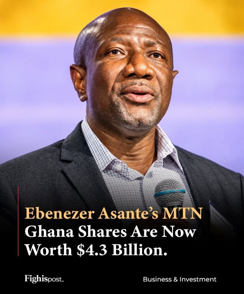 Ebenezer Asante's MTN Ghana Stake Hits $4.3 Million as Shares Surge 48.1%